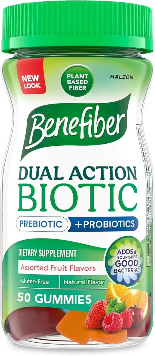Benefiber Prebiotic Fiber Supplement Gummies, Assorted Fruit Flavor, 50 Ct