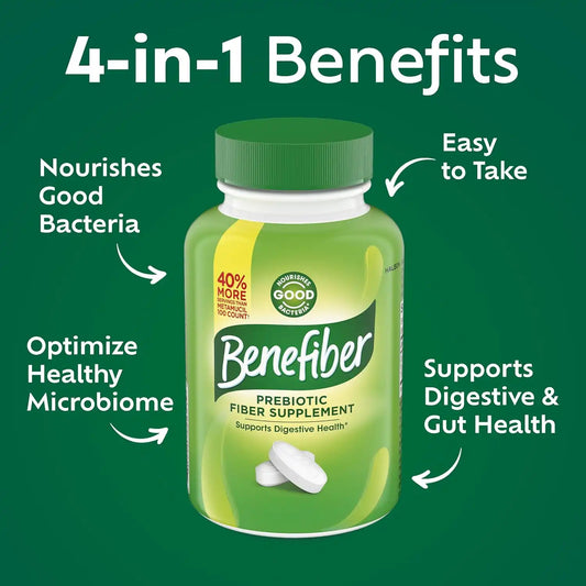 Benefiber Prebiotic Fiber Supplement Caplets,84 Count (Pack of 2)