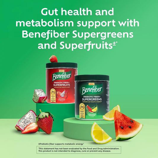 Benefiber Prebiotic Fiber + Supergreens, Watermelon Lemonade Flavor, 8.8 oz