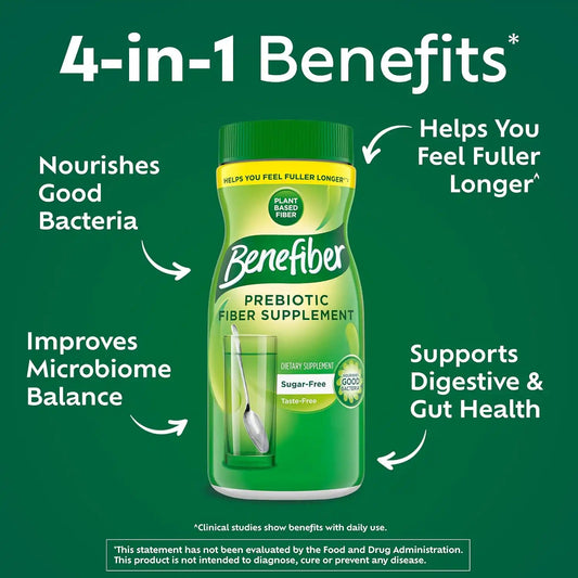 Benefiber Prebiotic Fiber Supplement Powder, Unflavored, 124 Teaspoons