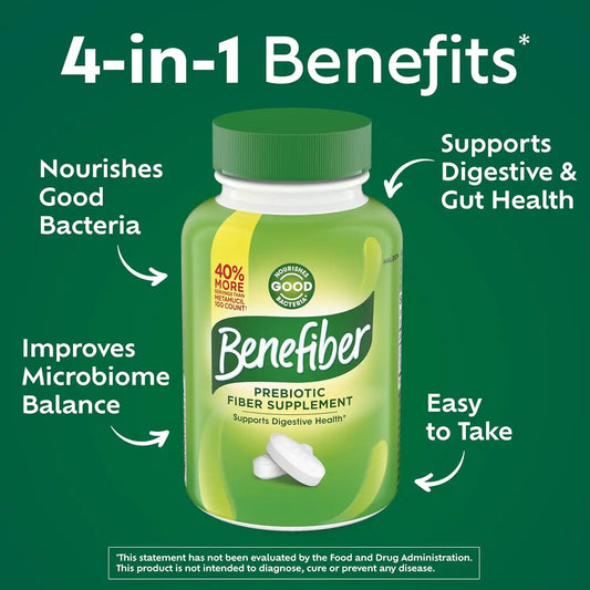 Benefiber Prebiotic Fiber Supplement Caplets, 84 count